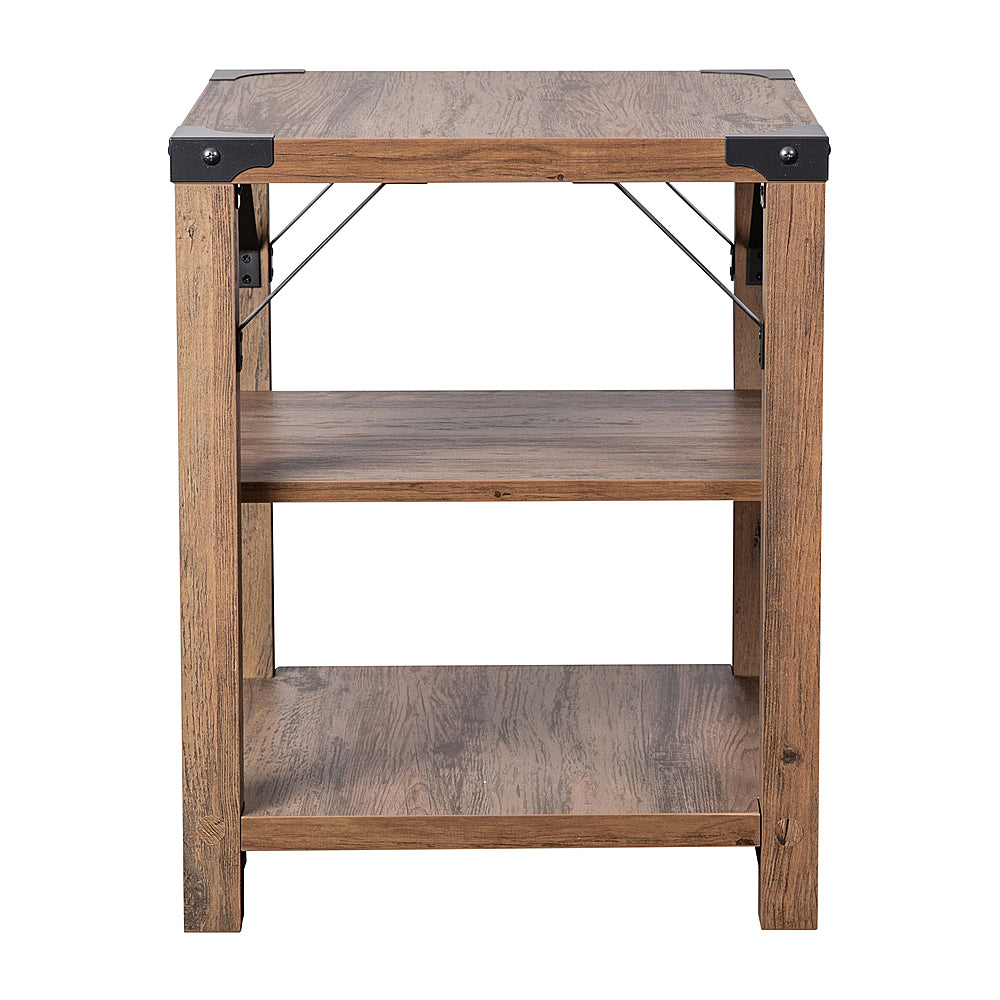 Flash Furniture - 3-Tier Side Table with Metal Side Braces and Corner Caps - Rustic Oak_1