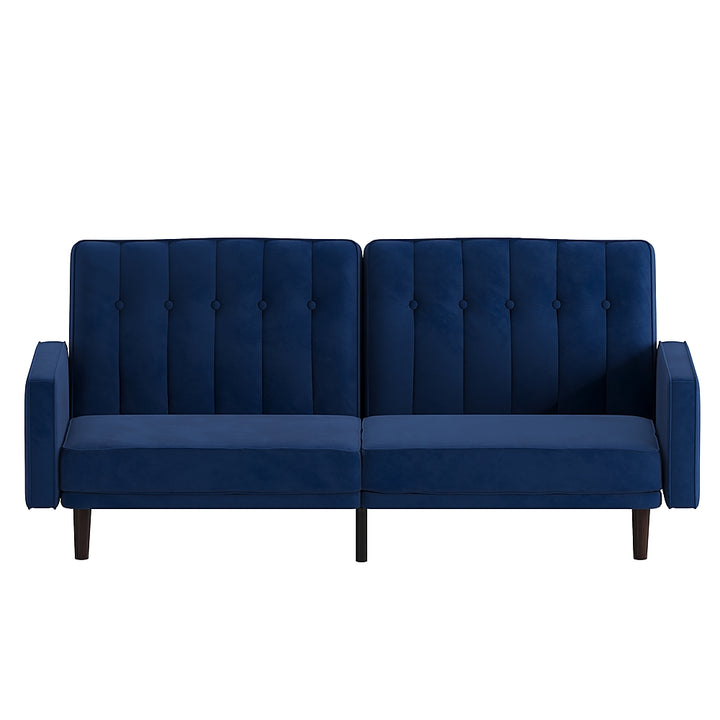 Flash Furniture - Convertible Split Back Futon Sofa Sleeper with Wooden Legs - Navy_9