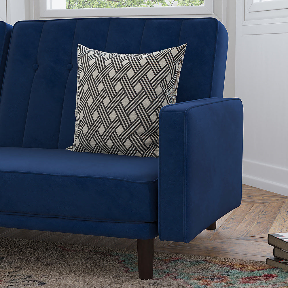 Flash Furniture - Convertible Split Back Futon Sofa Sleeper with Wooden Legs - Navy_7