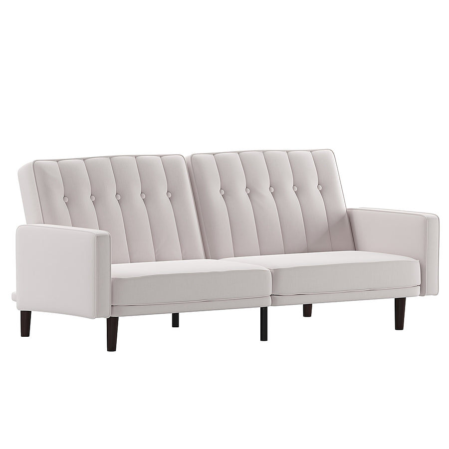 Flash Furniture - Convertible Split Back Futon Sofa Sleeper with Wooden Legs - Stone_0