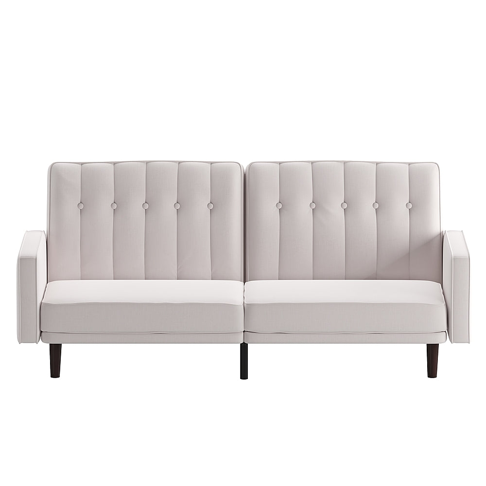 Flash Furniture - Convertible Split Back Futon Sofa Sleeper with Wooden Legs - Stone_8