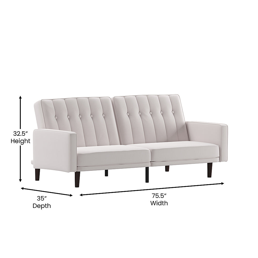 Flash Furniture - Convertible Split Back Futon Sofa Sleeper with Wooden Legs - Stone_7