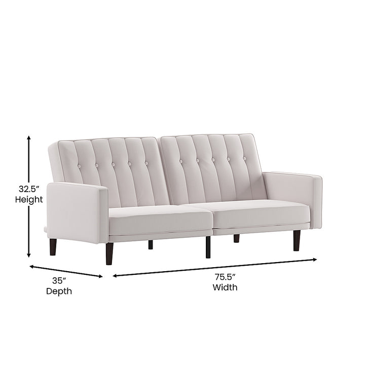 Flash Furniture - Convertible Split Back Futon Sofa Sleeper with Wooden Legs - Stone_7