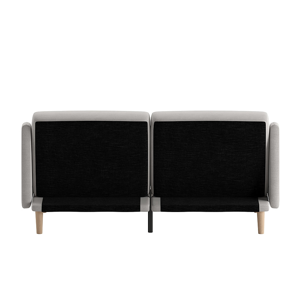 Flash Furniture - Convertible Split Back Futon Sofa Sleeper with Wooden Legs - Stone_4