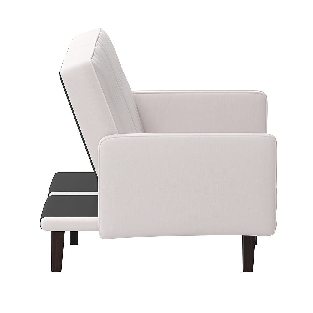 Flash Furniture - Convertible Split Back Futon Sofa Sleeper with Wooden Legs - Stone_2