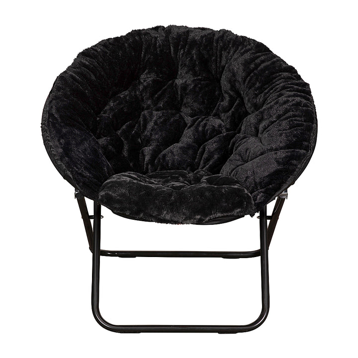 Flash Furniture - Folding XL Faux Fur Saucer Chair for Dorm or Bedroom - Black/Black_8