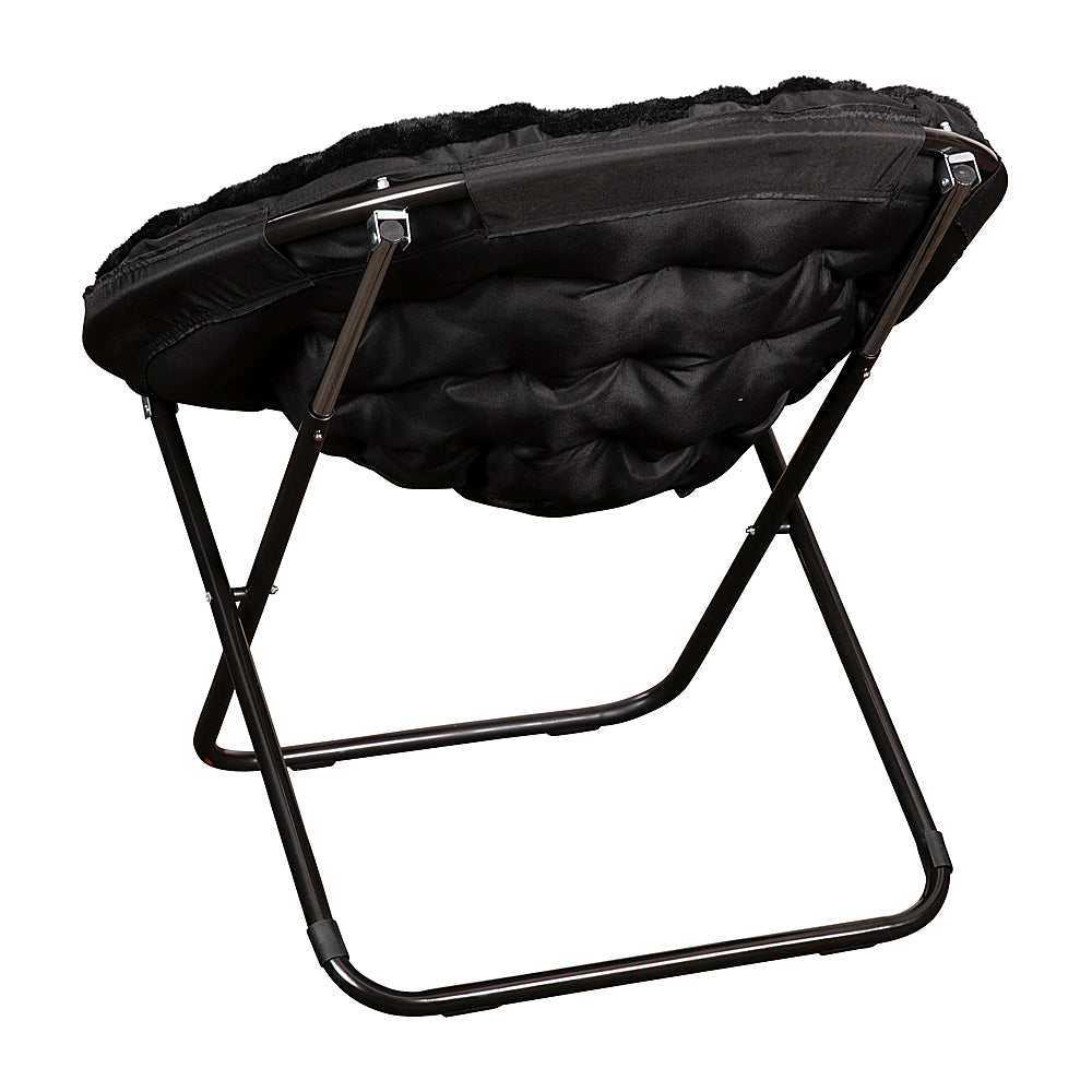 Flash Furniture - Folding XL Faux Fur Saucer Chair for Dorm or Bedroom - Black/Black_4