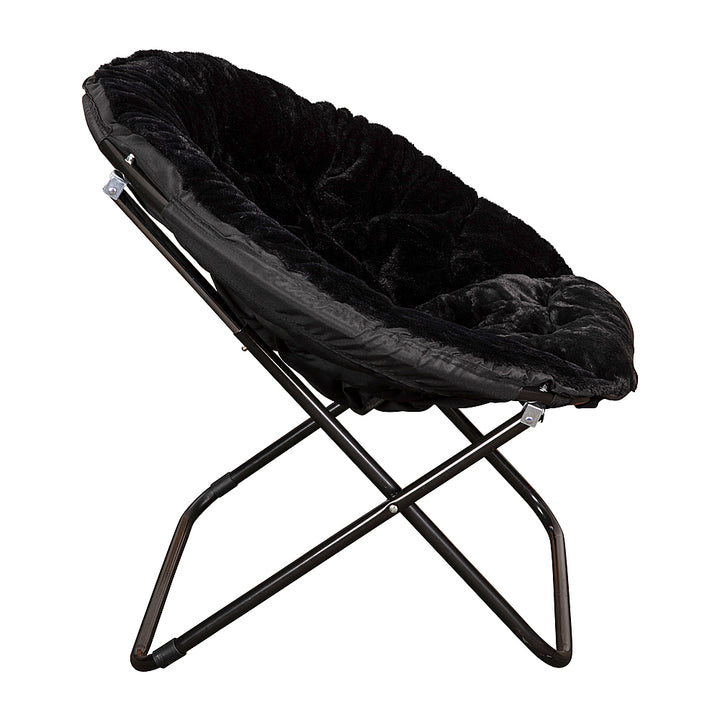 Flash Furniture - Folding XL Faux Fur Saucer Chair for Dorm or Bedroom - Black/Black_3