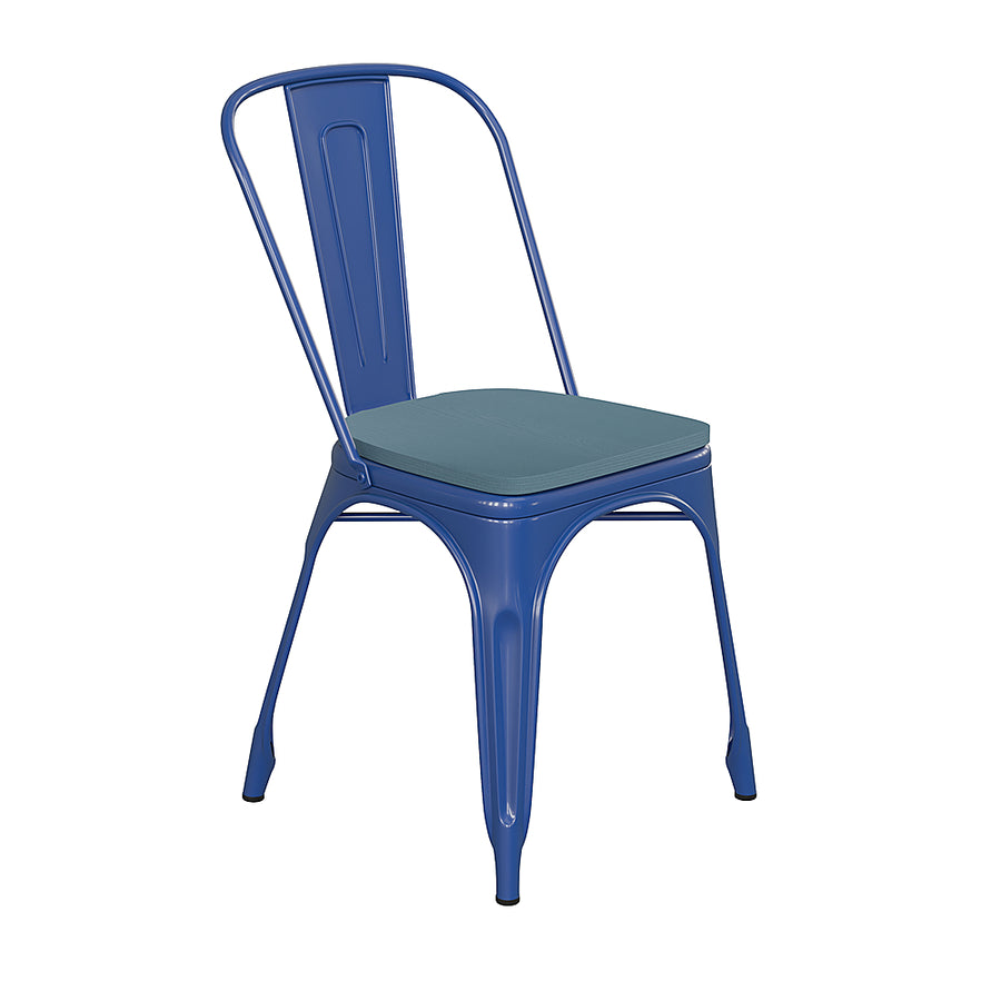 Flash Furniture - All-Weather Commercial Stack Chair & Poly Resin Seat - Blue/Teal-Blue_0