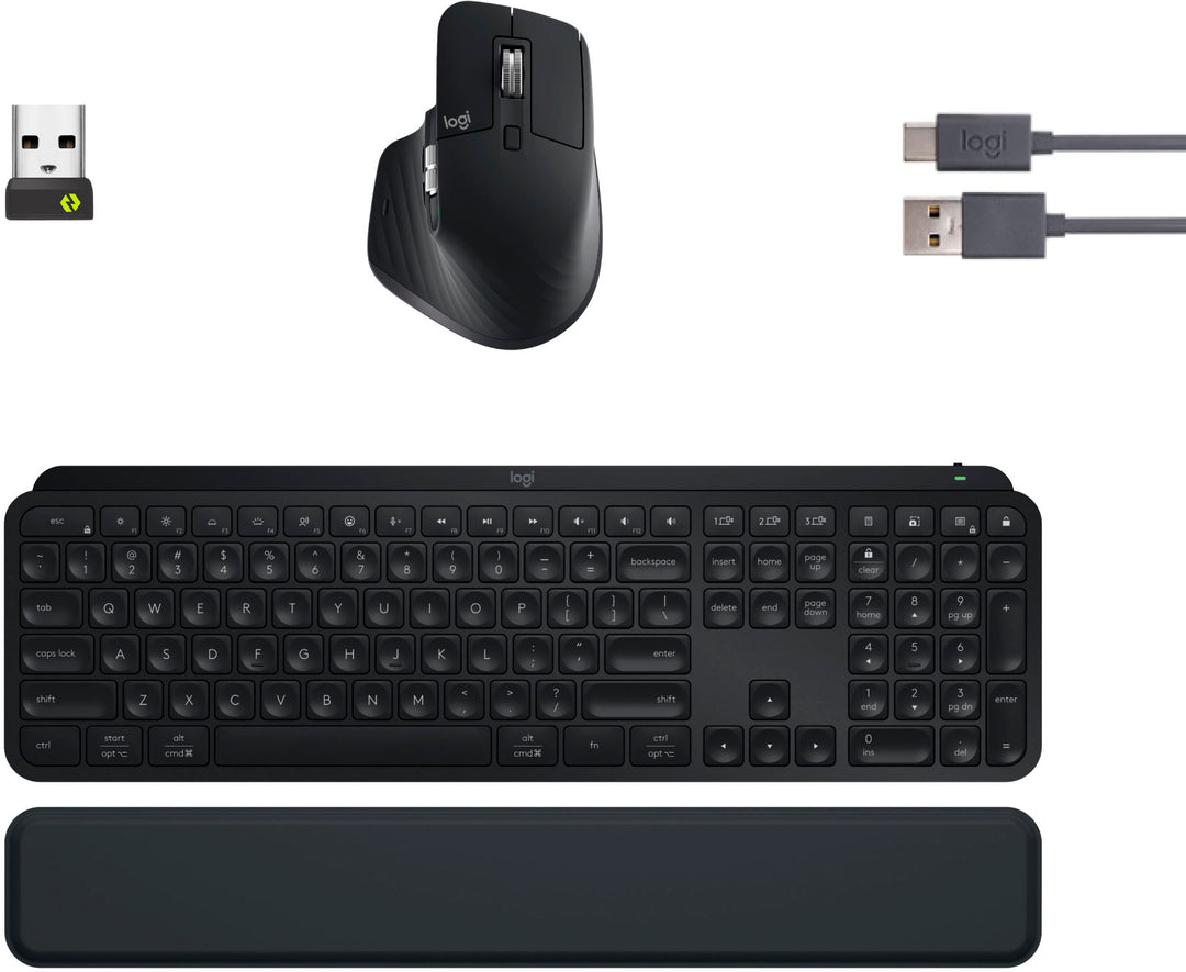 Logitech - MX Keys S Combo Advanced Full-size Wireless Scissor Keyboard and Mouse Bundle for PC and Mac with Backlit keys - Black_2