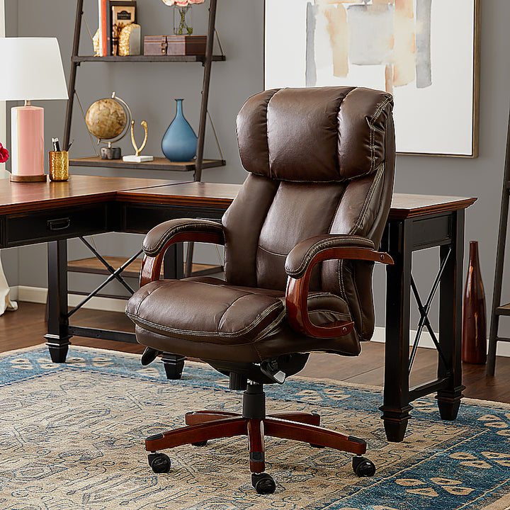La-Z-Boy - Big & Tall Bonded Leather Executive Chair - Biscuit Brown_1