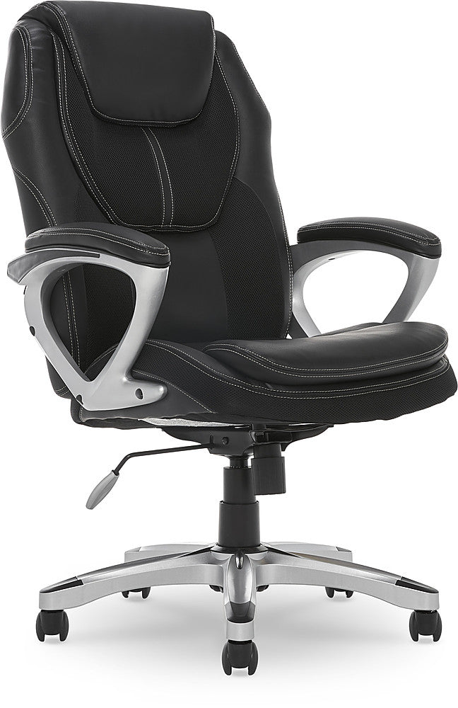 Serta - Amplify Work or Play Ergonomic High-Back Faux Leather Swivel Executive Chair with Mesh Accents - Black_0