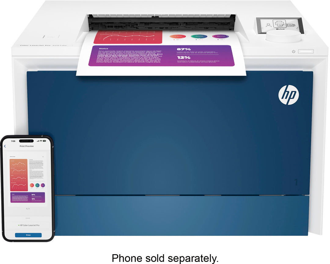 HP - LaserJet Pro 4201dw Wireless Color Laser Printer - White/Blue_9
