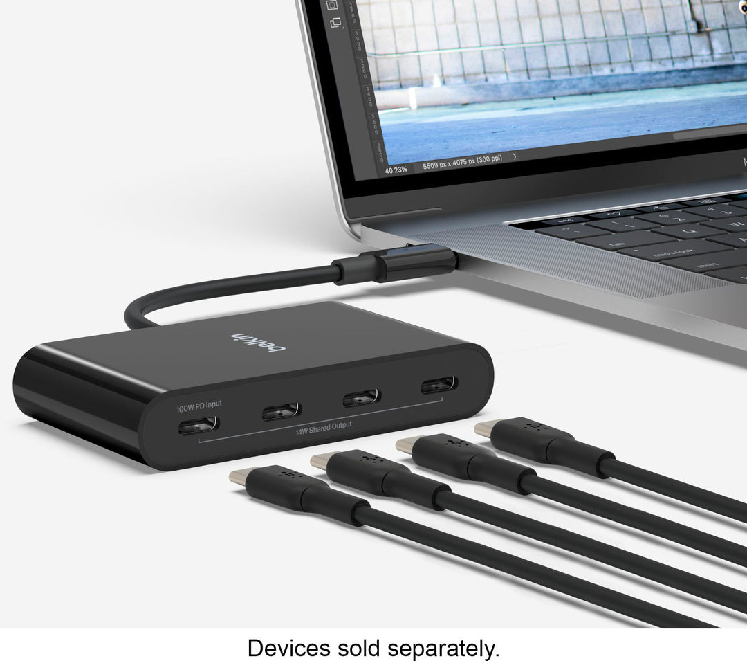 Belkin - 4-Port USB-C Hub, 4 USB-C 3.2 Gen 2 Ports, 100W PD, Compatible with Mac, iPad, Chromebook, PC_4