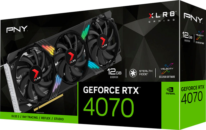 PNY - NVIDIA GeForce RTX 4070 12GB GDDR6X PCI Express 4.0 Graphics Card with Triple Fan and DLSS 3 - Black_2