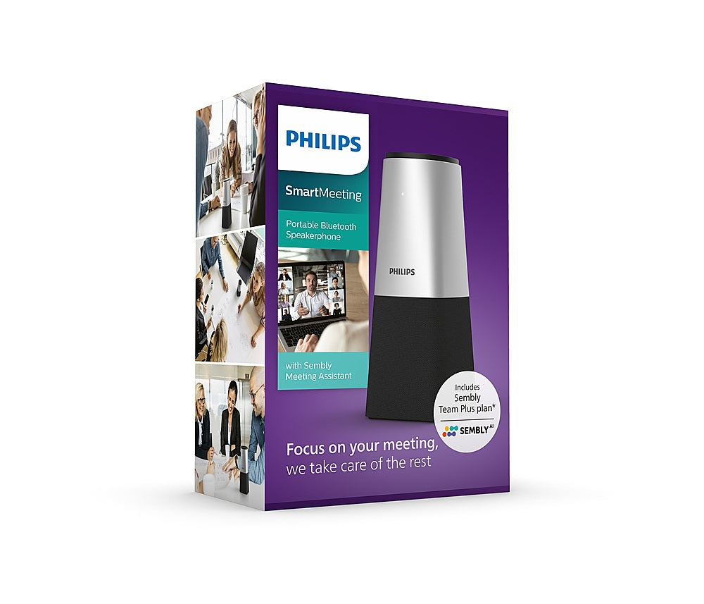 Philips - SmartMeeting Portable Conference Microphone PSE0540 with Sembly Meeting Assistant - Silver and Black_1