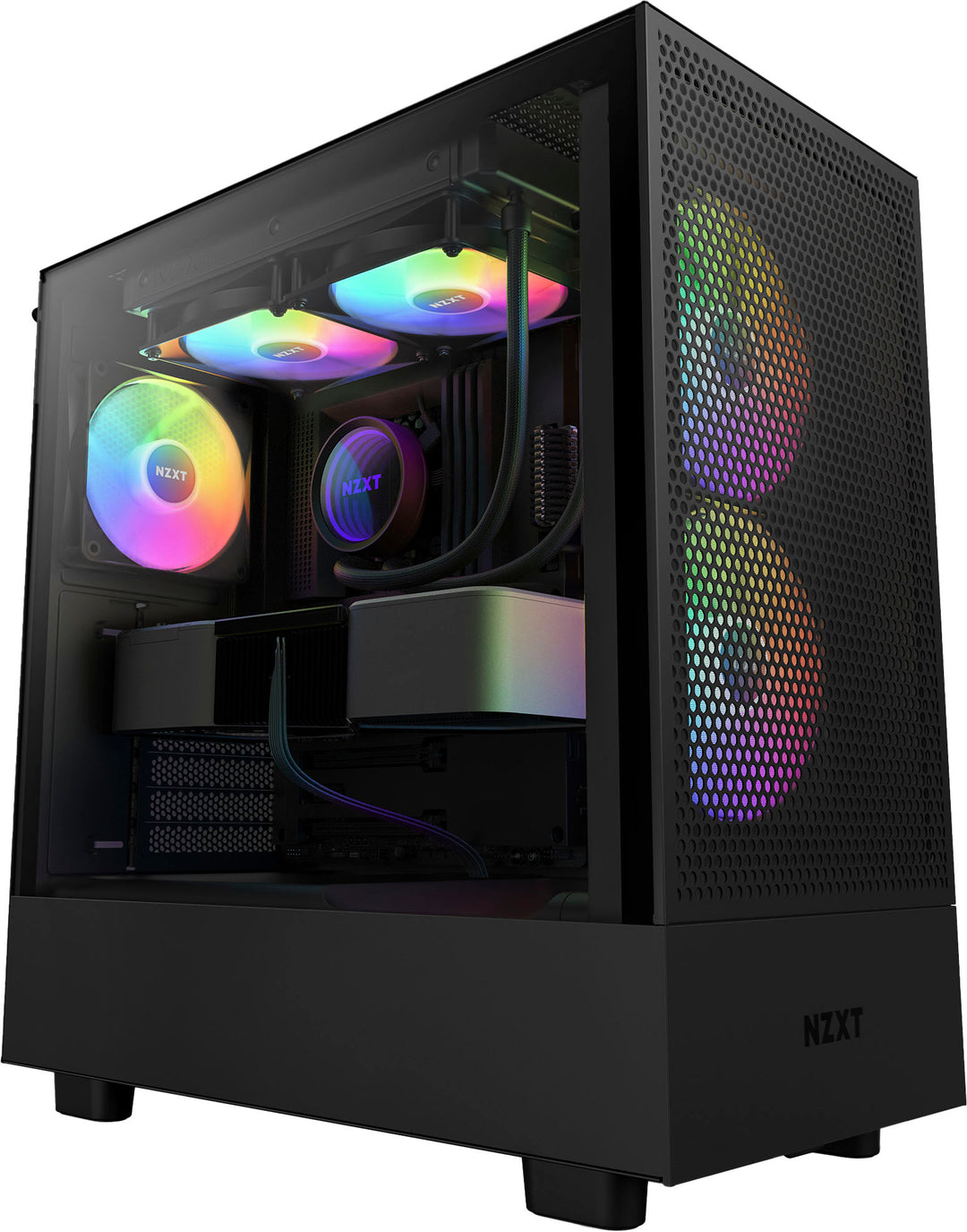 NZXT - H5 Flow RGB ATX Mid-Tower Case with RGB Fans - Black_0