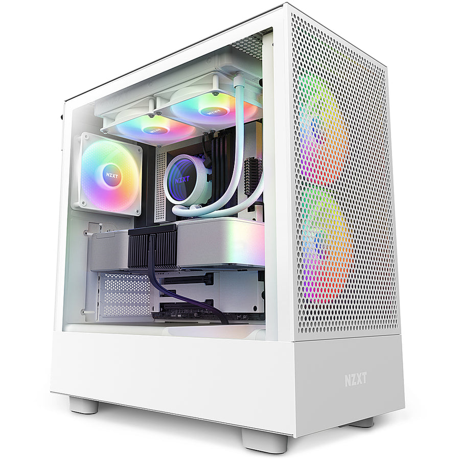 NZXT - H5 Flow RGB ATX Mid-Tower Case with RGB Fans - White_0
