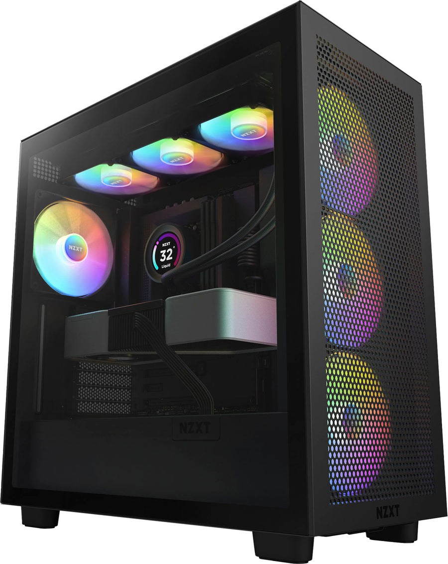 NZXT - H7 Flow RGB ATX Mid-Tower Case with RGB Fans - Black_0