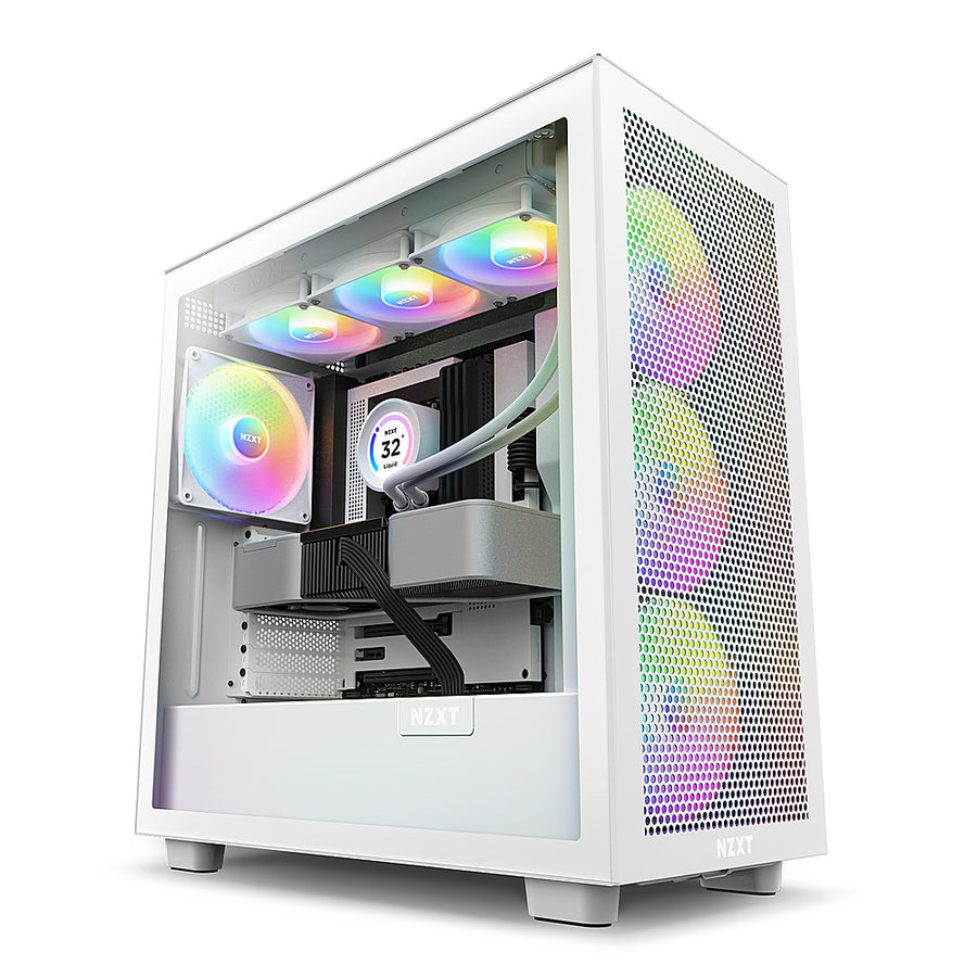 NZXT - H7 Flow RGB ATX Mid-Tower Case with RGB Fans - White_0