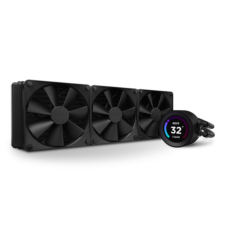NZXT - Kraken Elite 360 - 120mm Fans + AIO 360mm Radiator Liquid Cooling System with 2.36" wide-angle LCD display and F  Fans - Black_0