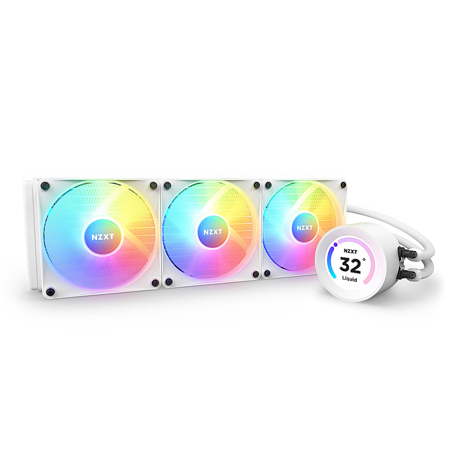NZXT - Kraken Elite 360 - 120mm Fans + AIO 360mm Radiator Liquid Cooling System with 2.36" wide-angle LCD display and RGB Fans - White_0