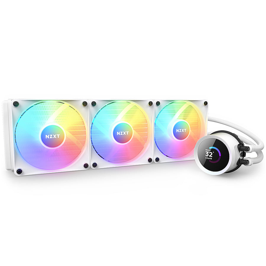 NZXT - Kraken 360 - 120mm Fans + AIO 360mm Radiator Liquid Cooling System with 1.54" LCD display and RGB Fans - White_0