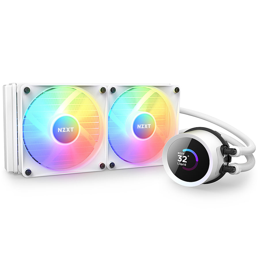 NZXT - Kraken 240 - 120mm Fans + AIO 240mm Radiator Liquid Cooling System with 1.54" LCD display and RGB Fans - White_0