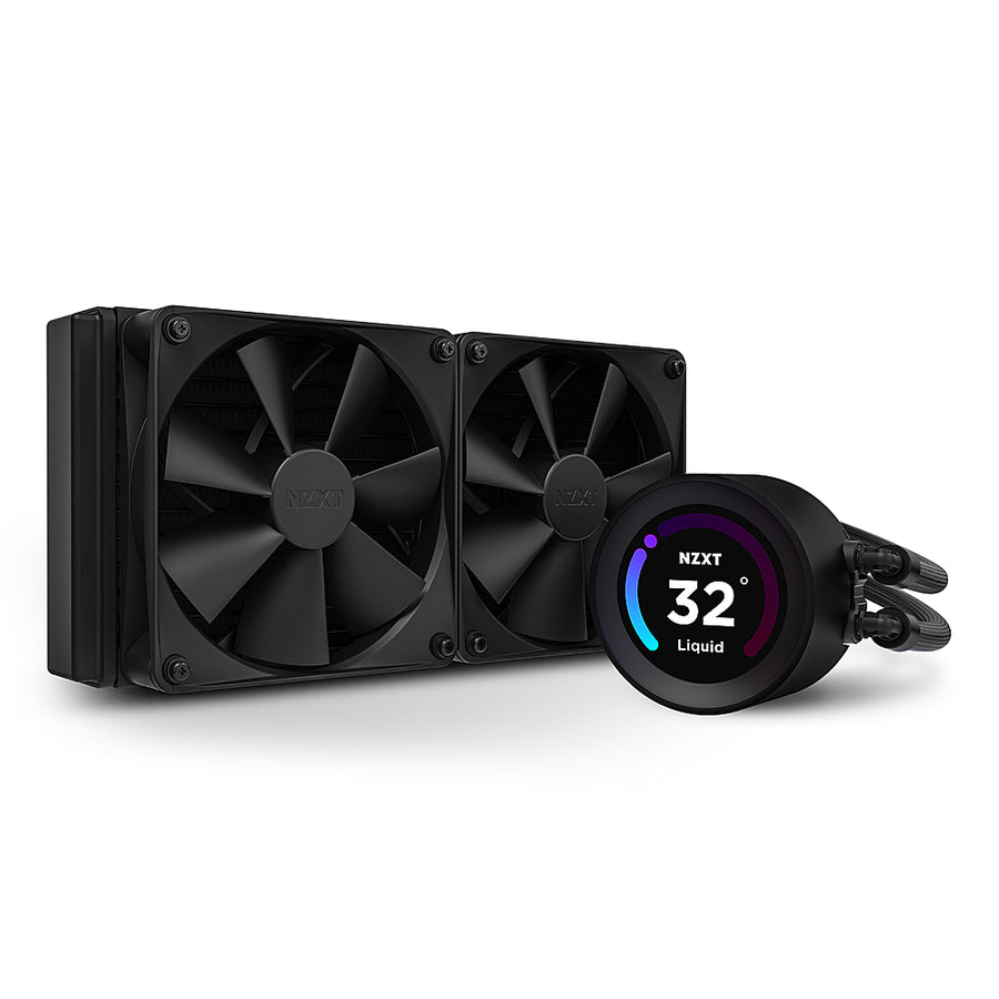 NZXT - Kraken Elite 240 - 120mm Fans + AIO 240mm Radiator Liquid Cooling System with 2.36" wide-angle LCD display and F  Fans - Black_0