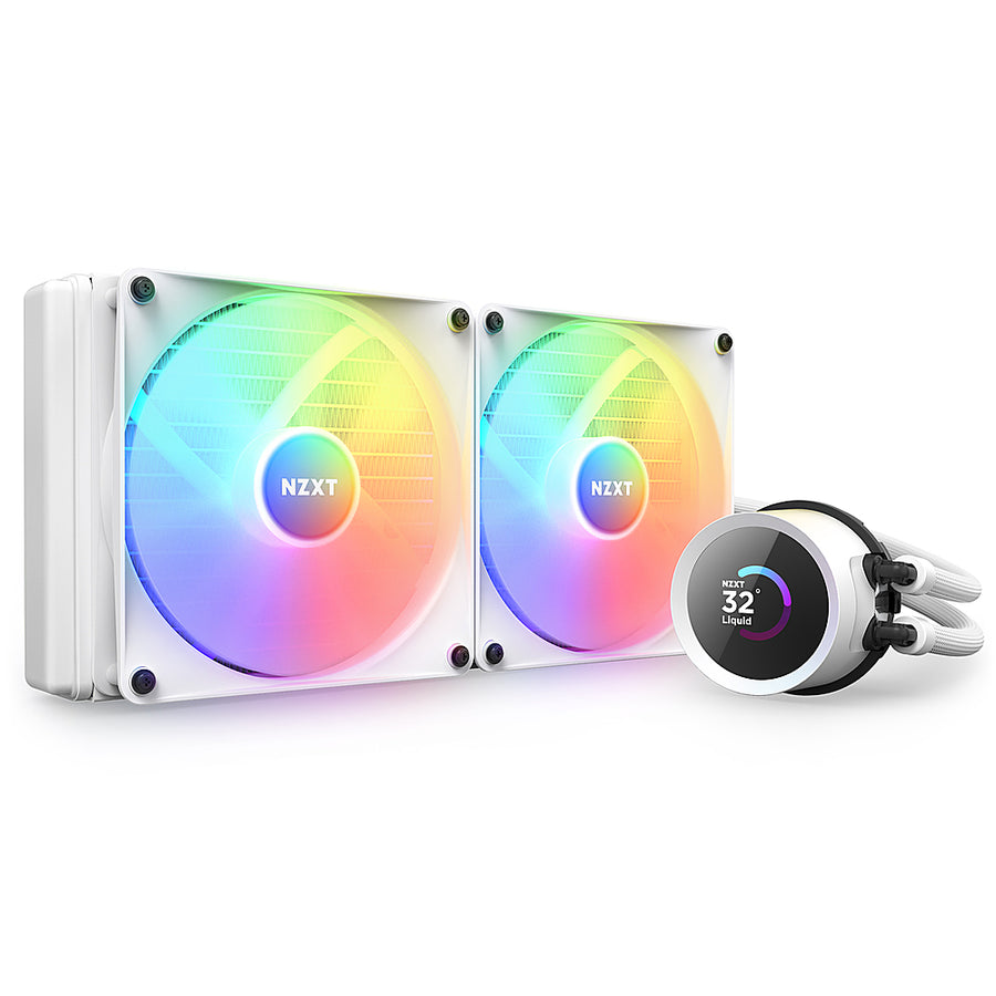 NZXT - Kraken 280 - 140mm Fans + AIO 280mm Radiator Liquid Cooling System with 1.54" LCD display and RGB Fans - White_0