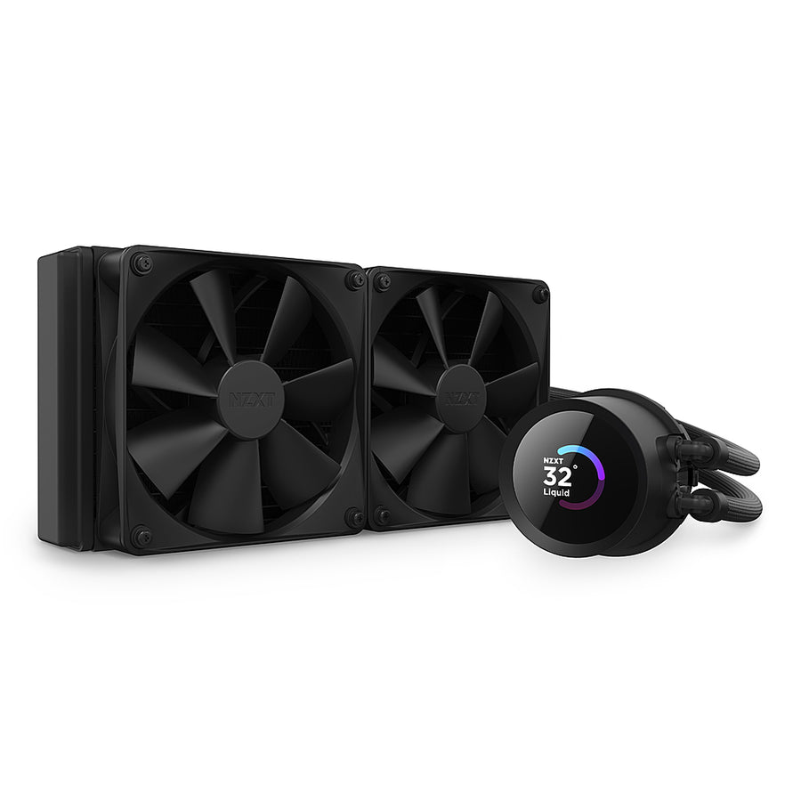 NZXT - Kraken 240 - 120mm Fans + AIO 240mm Radiator Liquid Cooling System with 1.54" LCD Display and F Series Fans - Black_0