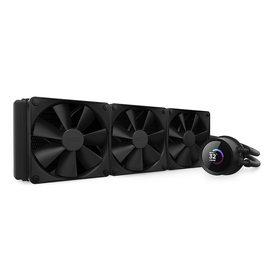 NZXT - Kraken 360 - 120mm Fans + AIO 360mm Radiator Liquid Cooling System with 1.54" LCD Display and F Series Fans - Black_0