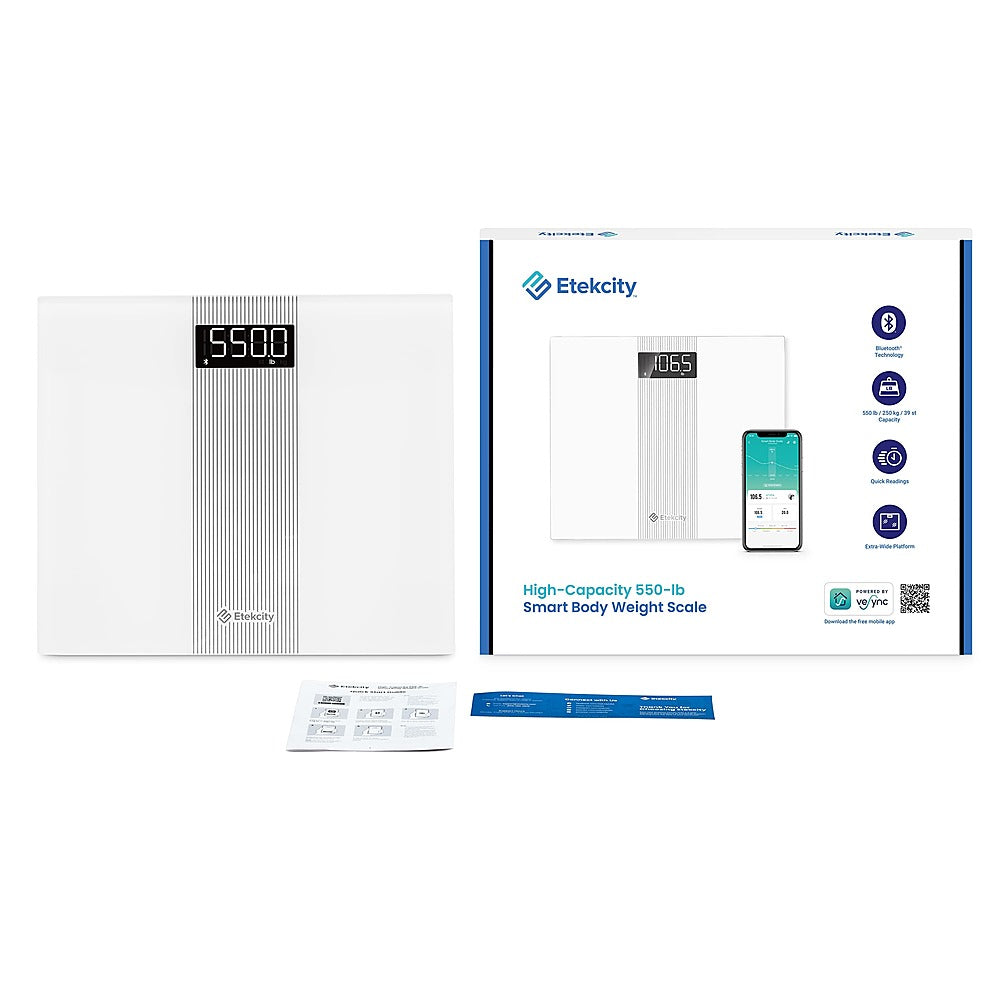 Etekcity - 550-Pound Smart Digital Body Weight Scale - White_4