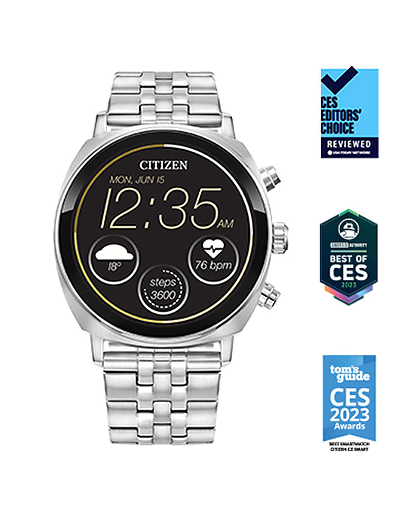 Citizen - CZ Smart 41mm Unisex Stainless Steel Casual Smartwatch with Stainless Steel Bracelet - Silver_9