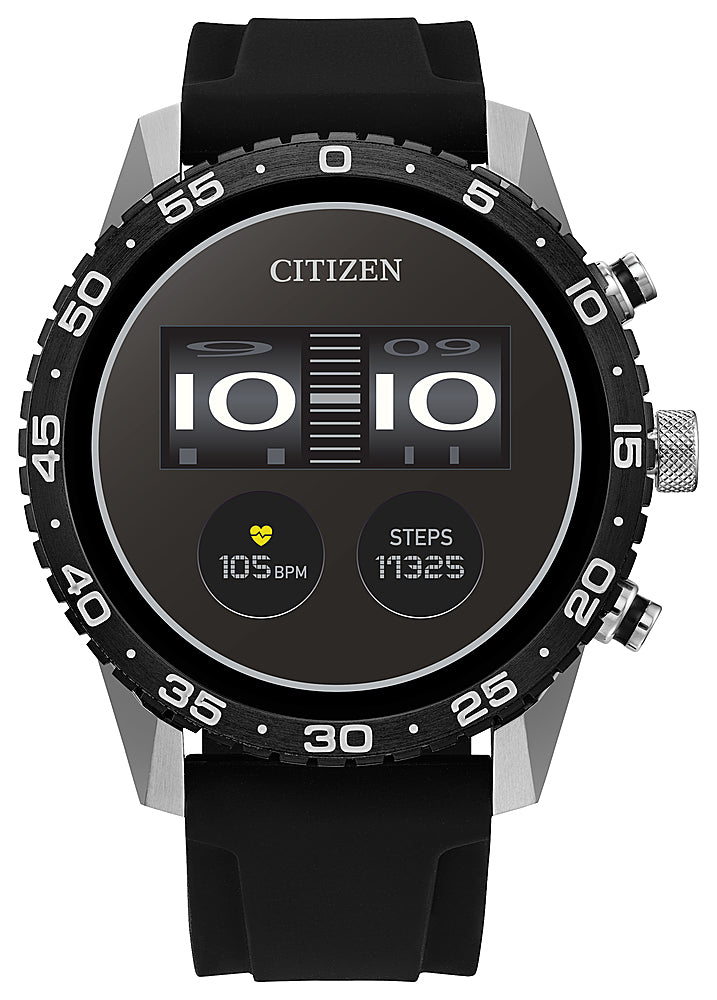 Citizen - CZ Smart 45mm Unisex Stainless Steel Sport Smartwatch with Silicone Strap - Silver_0