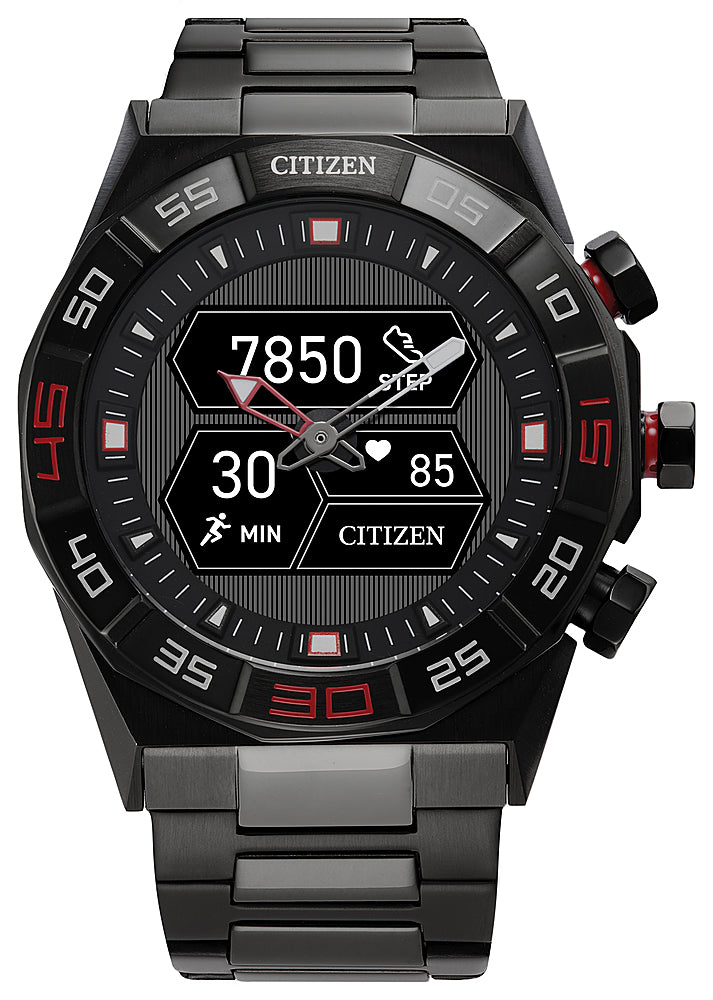 Citizen - CZ Smart 44mm Unisex IP Stainless Steel Hybrid Sport Smartwatch with IP Stainless Steel Bracelet - Gray_0
