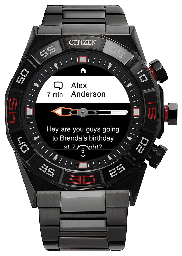 Citizen - CZ Smart 44mm Unisex IP Stainless Steel Hybrid Sport Smartwatch with IP Stainless Steel Bracelet - Gray_5