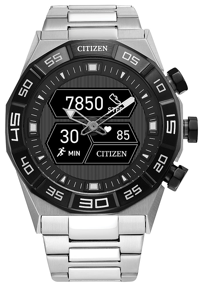 Citizen - CZ Smart 44mm Unisex Stainless Steel Hybrid Sport Smartwatch with Stainless Steel Bracelet - Silver_0
