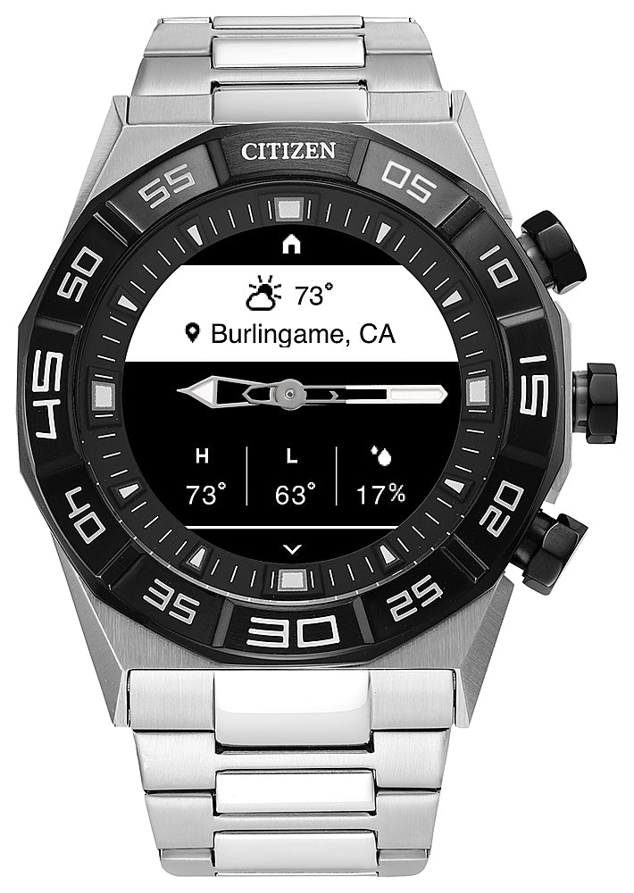 Citizen - CZ Smart 44mm Unisex Stainless Steel Hybrid Sport Smartwatch with Stainless Steel Bracelet - Silver_7