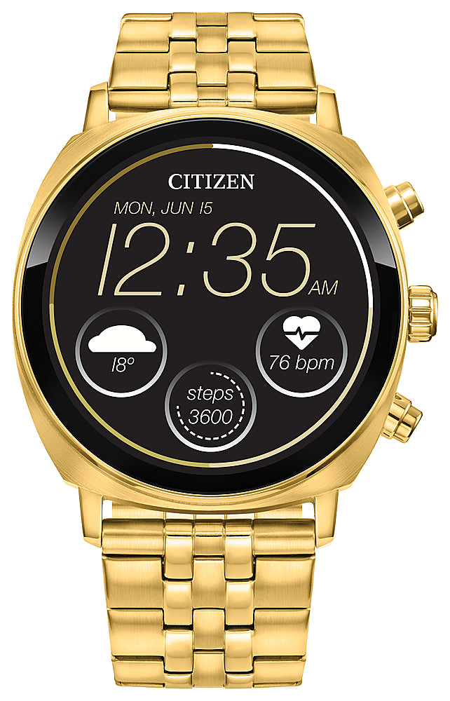 Citizen - CZ Smart 41mm Unisex Stainless Steel Casual Smartwatch with IP Stainless Steel Bracelet - Gold_0