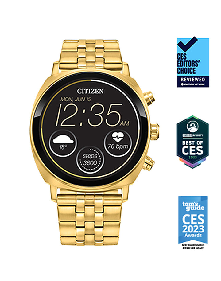 Citizen - CZ Smart 41mm Unisex Stainless Steel Casual Smartwatch with IP Stainless Steel Bracelet - Gold_9