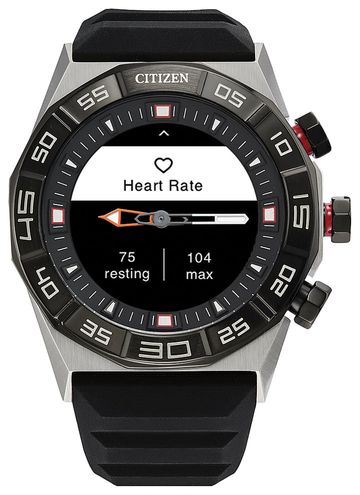 Citizen - CZ Smart 44mm Unisex Stainless Hybrid Sport Smartwatch with Silicone Strap - Black & Silver_3