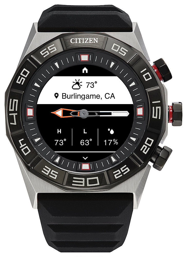 Citizen - CZ Smart 44mm Unisex Stainless Hybrid Sport Smartwatch with Silicone Strap - Black & Silver_8
