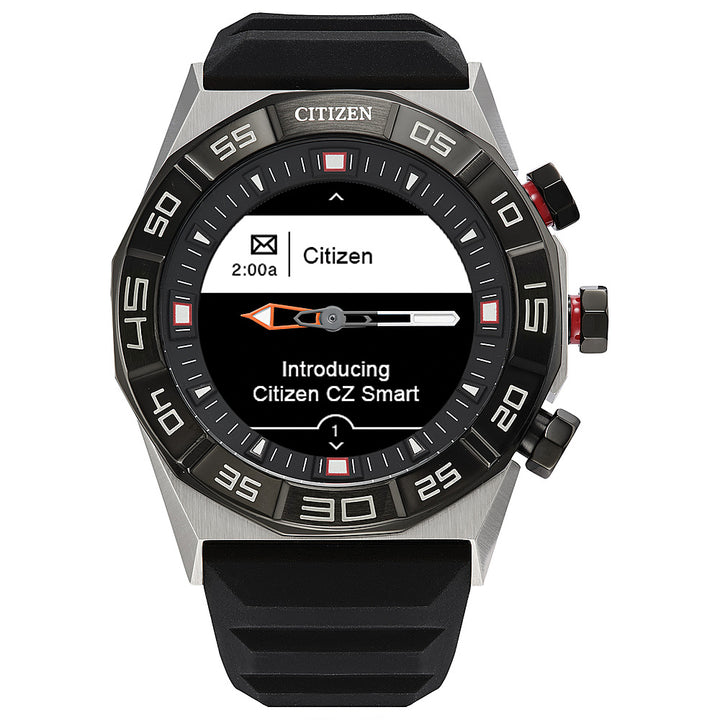 Citizen - CZ Smart 44mm Unisex Stainless Hybrid Sport Smartwatch with Silicone Strap - Black & Silver_6