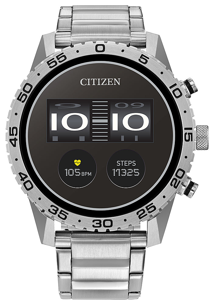 Citizen - CZ Smart 45mm Unisex Stainless Steel Sport Smartwatch with Stainless Steel Bracelet - Silver_0
