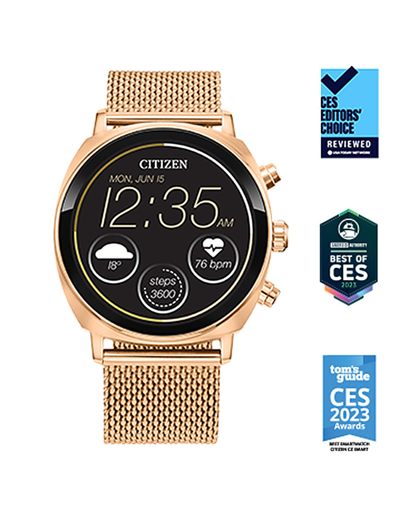 Citizen - CZ Smart 41mm Unisex Casual Smartwatch with IP Stainless Steel Mesh Bracelet - Rose Gold_9