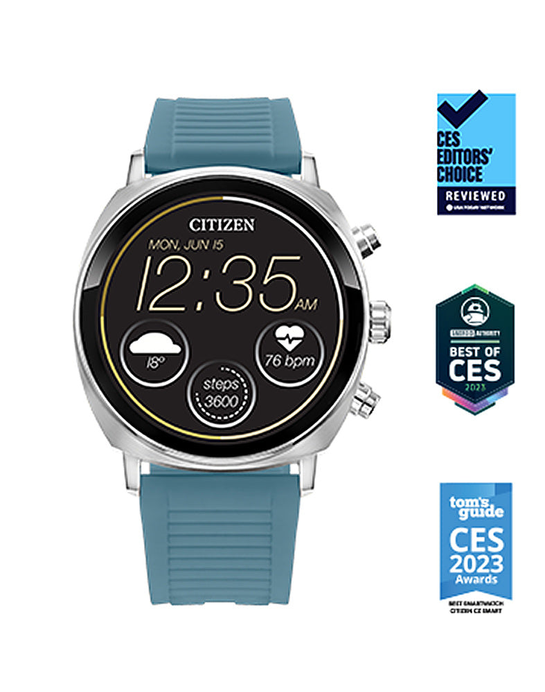 Citizen - CZ Smart 41mm Unisex Stainless Steel Casual Smartwatch with Silicone Strap - Silver_8