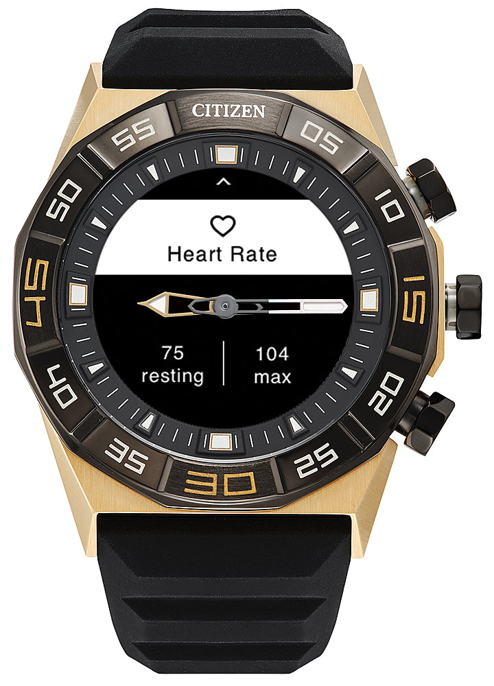 Citizen - CZ Smart 44mm Unisex IP Stainless Hybrid Sport Smartwatch with Silicone Strap - Gold_3