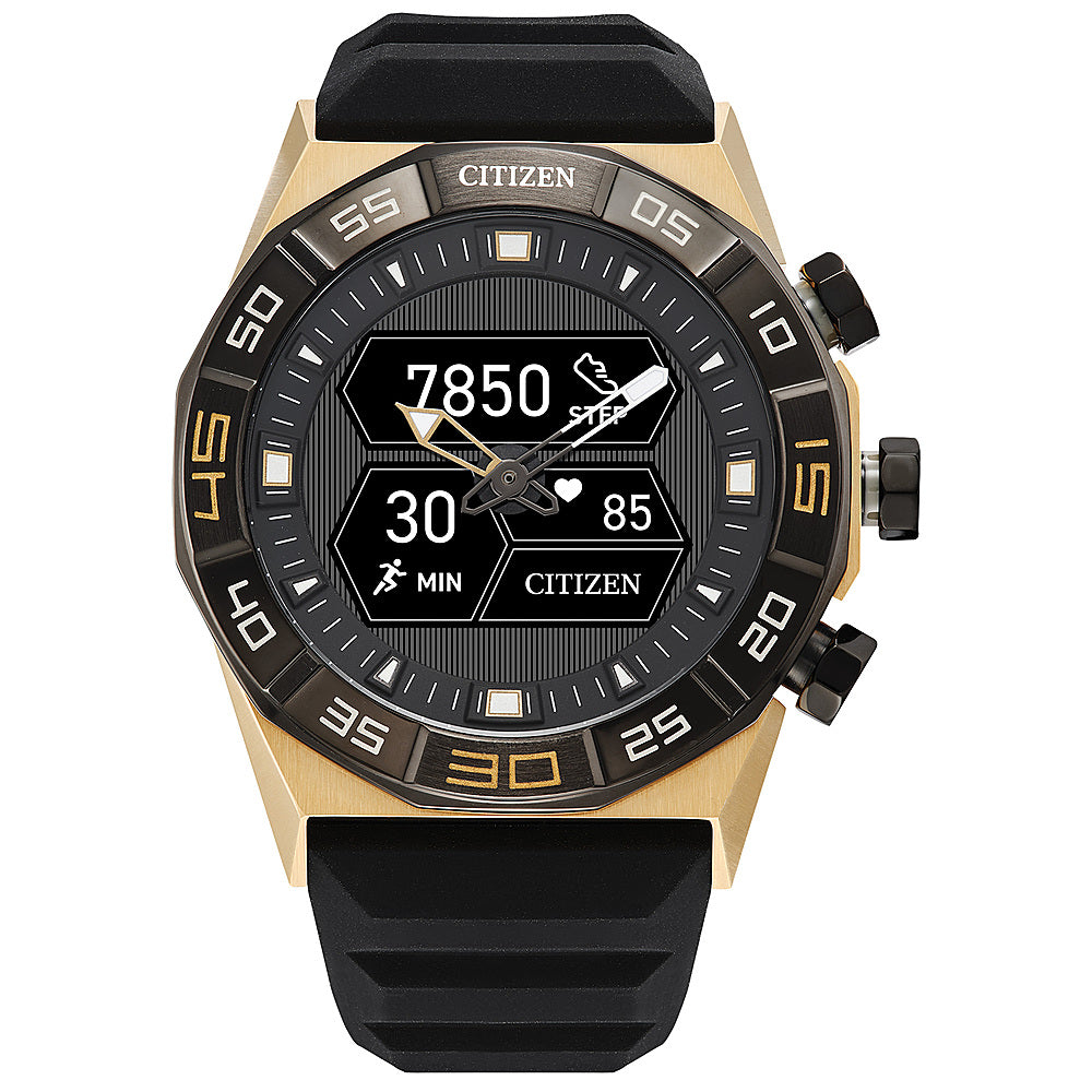 Citizen - CZ Smart 44mm Unisex IP Stainless Hybrid Sport Smartwatch with Silicone Strap - Gold_0