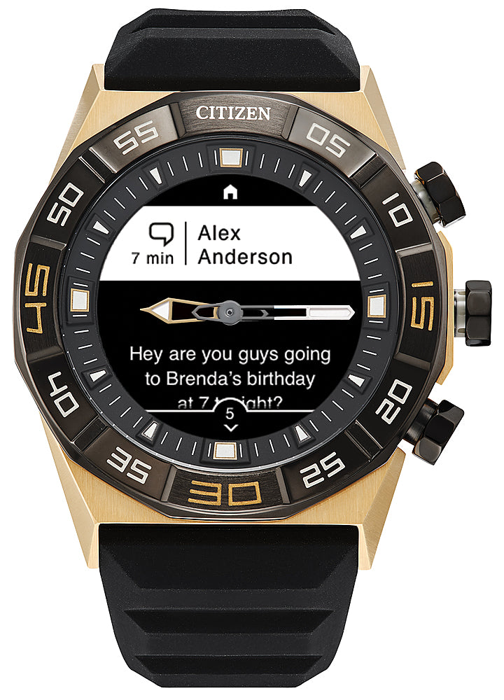 Citizen - CZ Smart 44mm Unisex IP Stainless Hybrid Sport Smartwatch with Silicone Strap - Gold_6